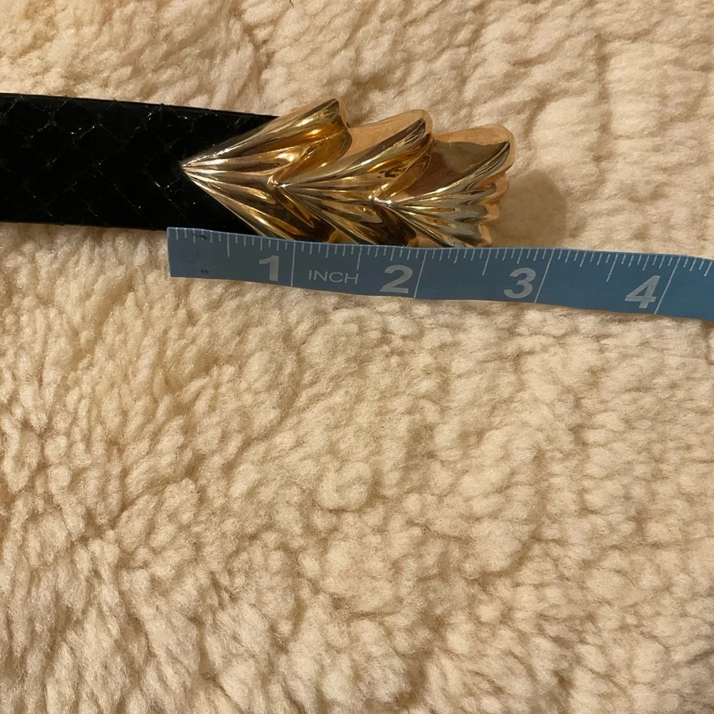 Vintage Alexis Kirk black leather and gold buckle belt - Picture 10 of 12